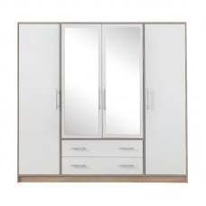 Skapis SMART SRK1 ar spoguli, ozols sonoma/balts